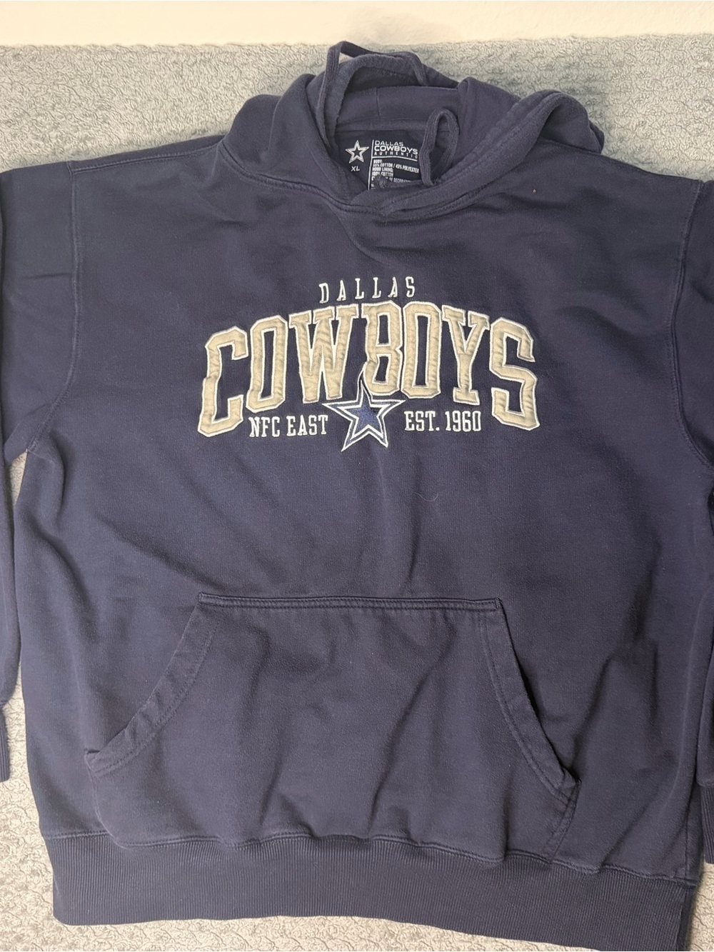 NFL Dallas Cowboys Navy Pullover Hoodie with Cream Logo